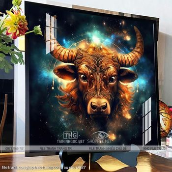 file tranh con giap treo tuong con trau suu 0927