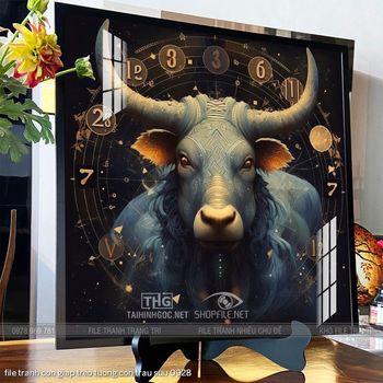 file tranh con giap treo tuong con trau suu 0928