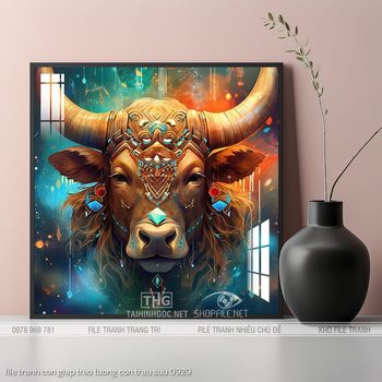 file tranh con giap treo tuong con trau suu 0929