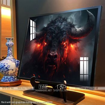 file tranh con giap treo tuong con trau suu 0933