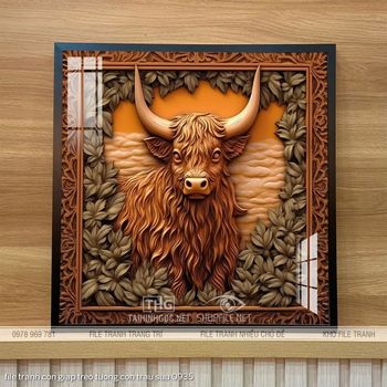 file tranh con giap treo tuong con trau suu 0935