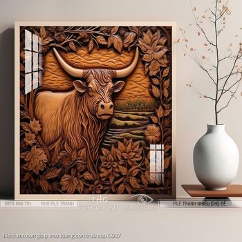 file tranh con giap treo tuong con trau suu 0937