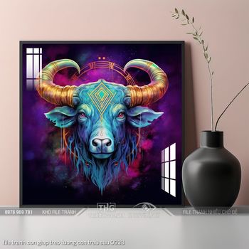 file tranh con giap treo tuong con trau suu 0938