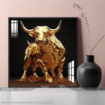 file tranh con giap treo tuong con trau suu 0940