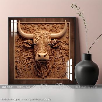 file tranh con giap treo tuong con trau suu 0943