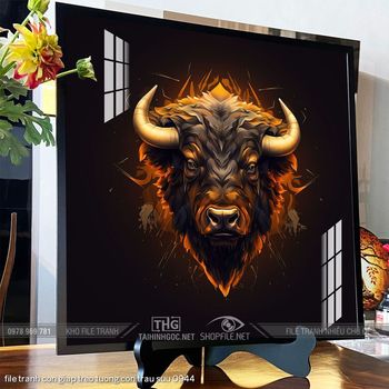 file tranh con giap treo tuong con trau suu 0944