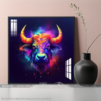 file tranh con giap treo tuong con trau suu 0945