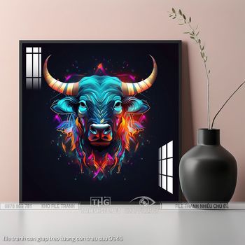 file tranh con giap treo tuong con trau suu 0946