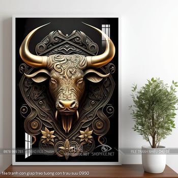 file tranh con giap treo tuong con trau suu 0950