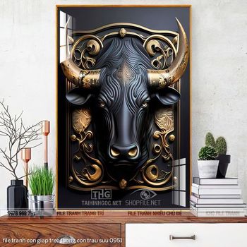 file tranh con giap treo tuong con trau suu 0951