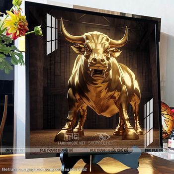 file tranh con giap treo tuong con trau suu 0952