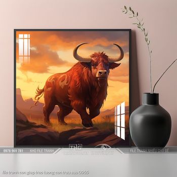 file tranh con giap treo tuong con trau suu 0955