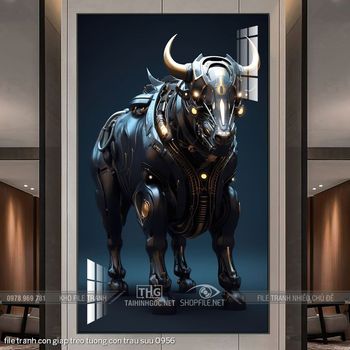 file tranh con giap treo tuong con trau suu 0956