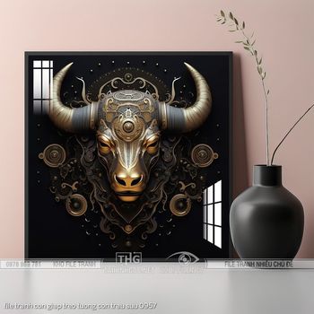 file tranh con giap treo tuong con trau suu 0957