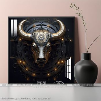 file tranh con giap treo tuong con trau suu 0958