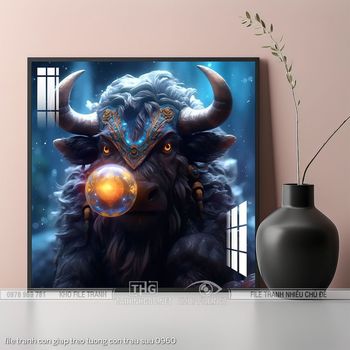 file tranh con giap treo tuong con trau suu 0960