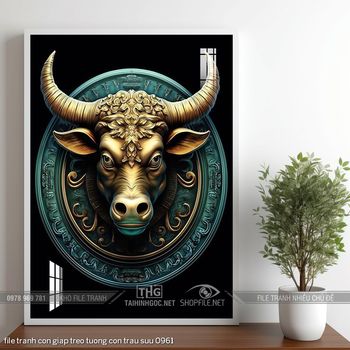 file tranh con giap treo tuong con trau suu 0961