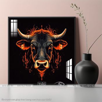 file tranh con giap treo tuong con trau suu 0963