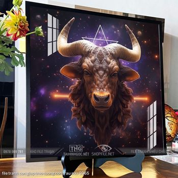 file tranh con giap treo tuong con trau suu 0965