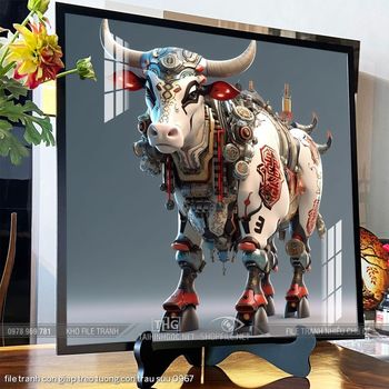 file tranh con giap treo tuong con trau suu 0967