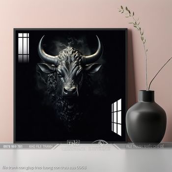 file tranh con giap treo tuong con trau suu 0968