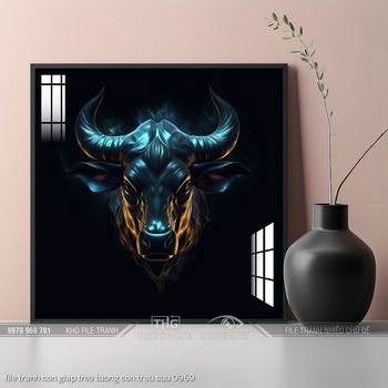 file tranh con giap treo tuong con trau suu 0969