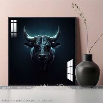 file tranh con giap treo tuong con trau suu 0970