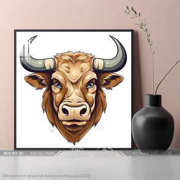 file tranh con giap treo tuong con trau suu 0972