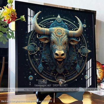 file tranh con giap treo tuong con trau suu 0973