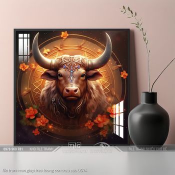 file tranh con giap treo tuong con trau suu 0974