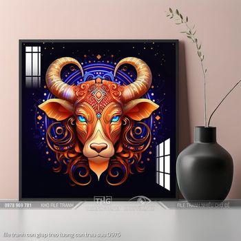 file tranh con giap treo tuong con trau suu 0975