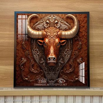 file tranh con giap treo tuong con trau suu 0976