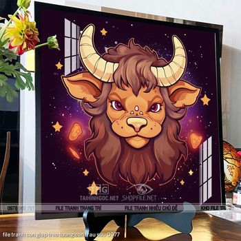 file tranh con giap treo tuong con trau suu 0977