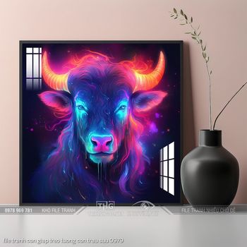 file tranh con giap treo tuong con trau suu 0979