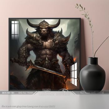 file tranh con giap treo tuong con trau suu 0980