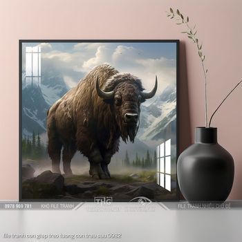 file tranh con giap treo tuong con trau suu 0982