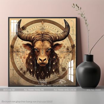 file tranh con giap treo tuong con trau suu 0986