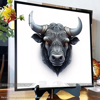 file tranh con giap treo tuong con trau suu 0988