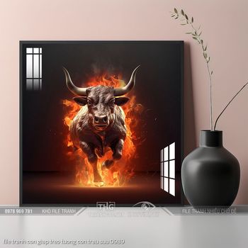 file tranh con giap treo tuong con trau suu 0989