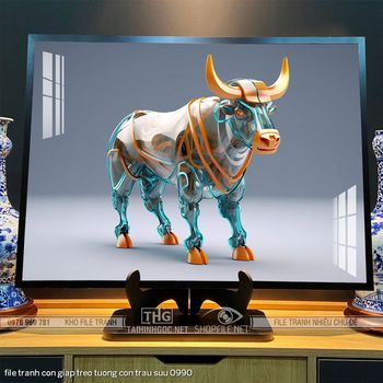 file tranh con giap treo tuong con trau suu 0990