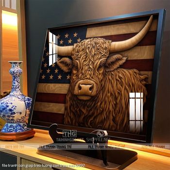 file tranh con giap treo tuong con trau suu 0992