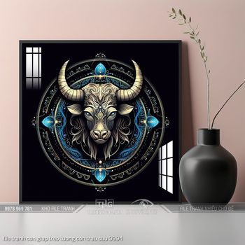 file tranh con giap treo tuong con trau suu 0994