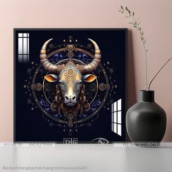 file tranh con giap treo tuong con trau suu 0995