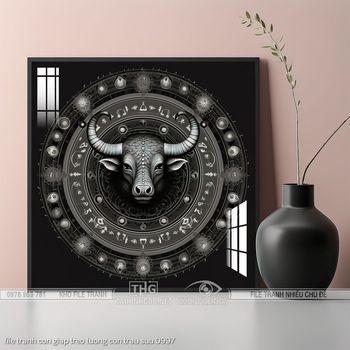 file tranh con giap treo tuong con trau suu 0997