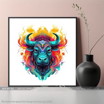 file tranh con giap treo tuong con trau suu 1000