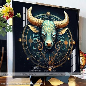 file tranh con giap treo tuong con trau suu 1006