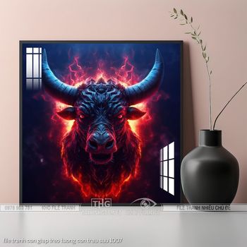 file tranh con giap treo tuong con trau suu 1007