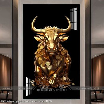 file tranh con giap treo tuong con trau suu 1008