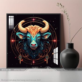 file tranh con giap treo tuong con trau suu 1013