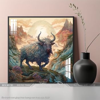 file tranh con giap treo tuong con trau suu 1019